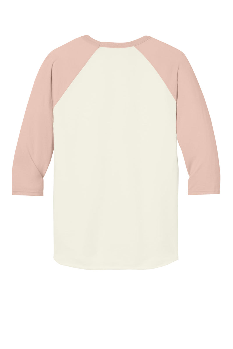 Jerzees Unisex Premium Blend Combed Ring Spun 3/4-Sleeve Raglan - Sweet Cream Heather/ Blush Pink