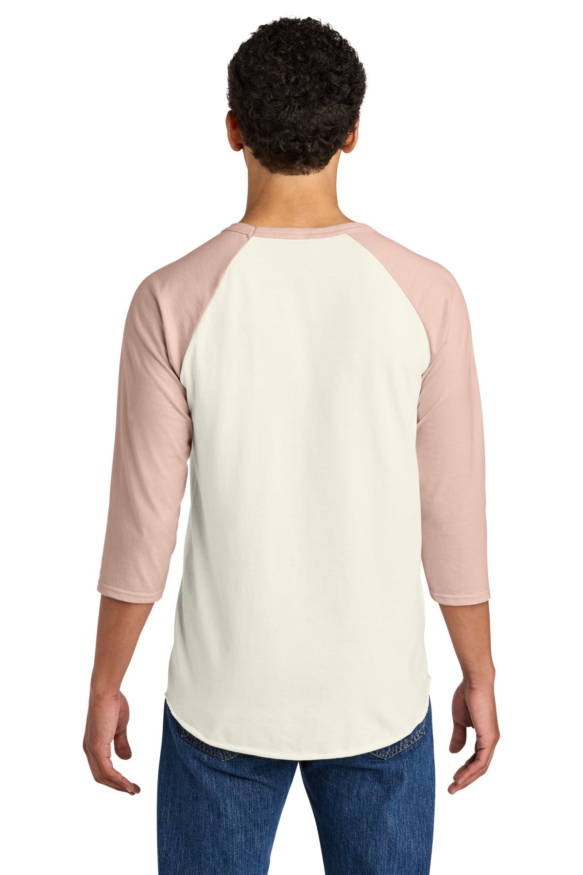 Jerzees Unisex Premium Blend Combed Ring Spun 3/4-Sleeve Raglan - Sweet Cream Heather/ Blush Pink