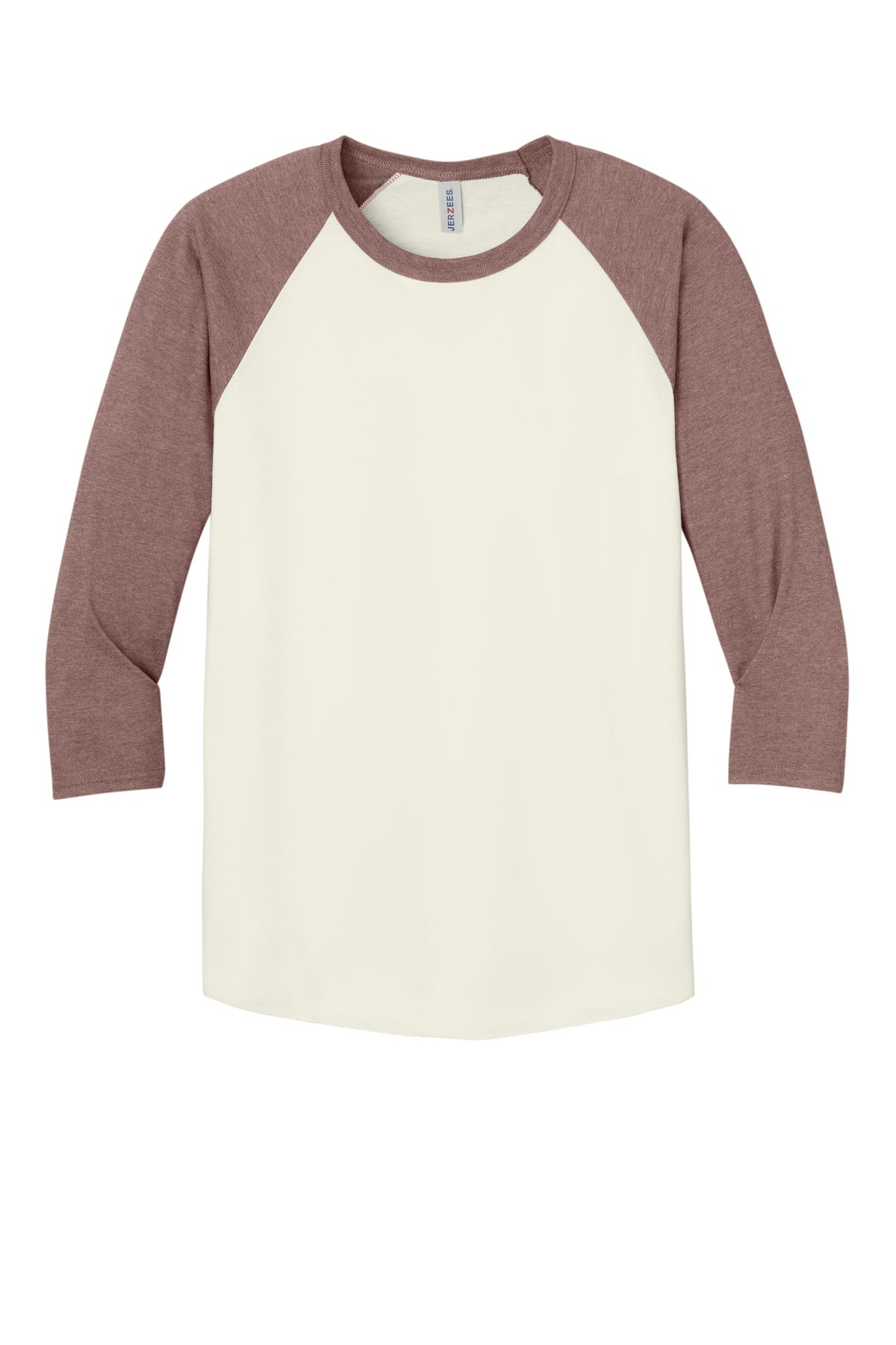 Jerzees Unisex Premium Blend Combed Ring Spun 3/4-Sleeve Raglan - Sweet Cream Heather/ Heather Mauve