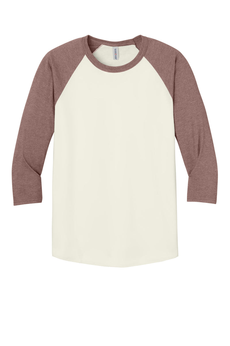 Jerzees Unisex Premium Blend Combed Ring Spun 3/4-Sleeve Raglan - Sweet Cream Heather/ Heather Mauve