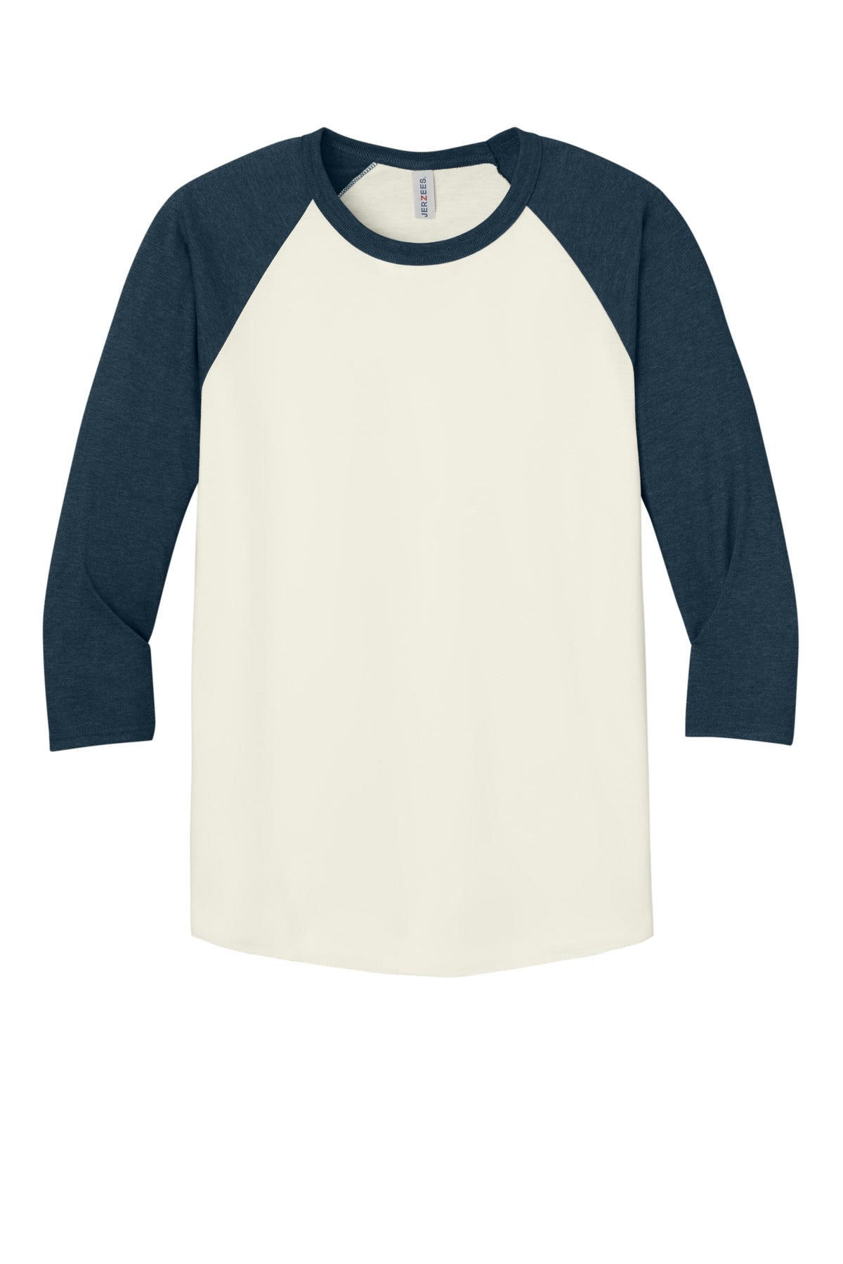 Jerzees Unisex Premium Blend Combed Ring Spun 3/4-Sleeve Raglan - Sweet Cream Heather/ Indigo Heather
