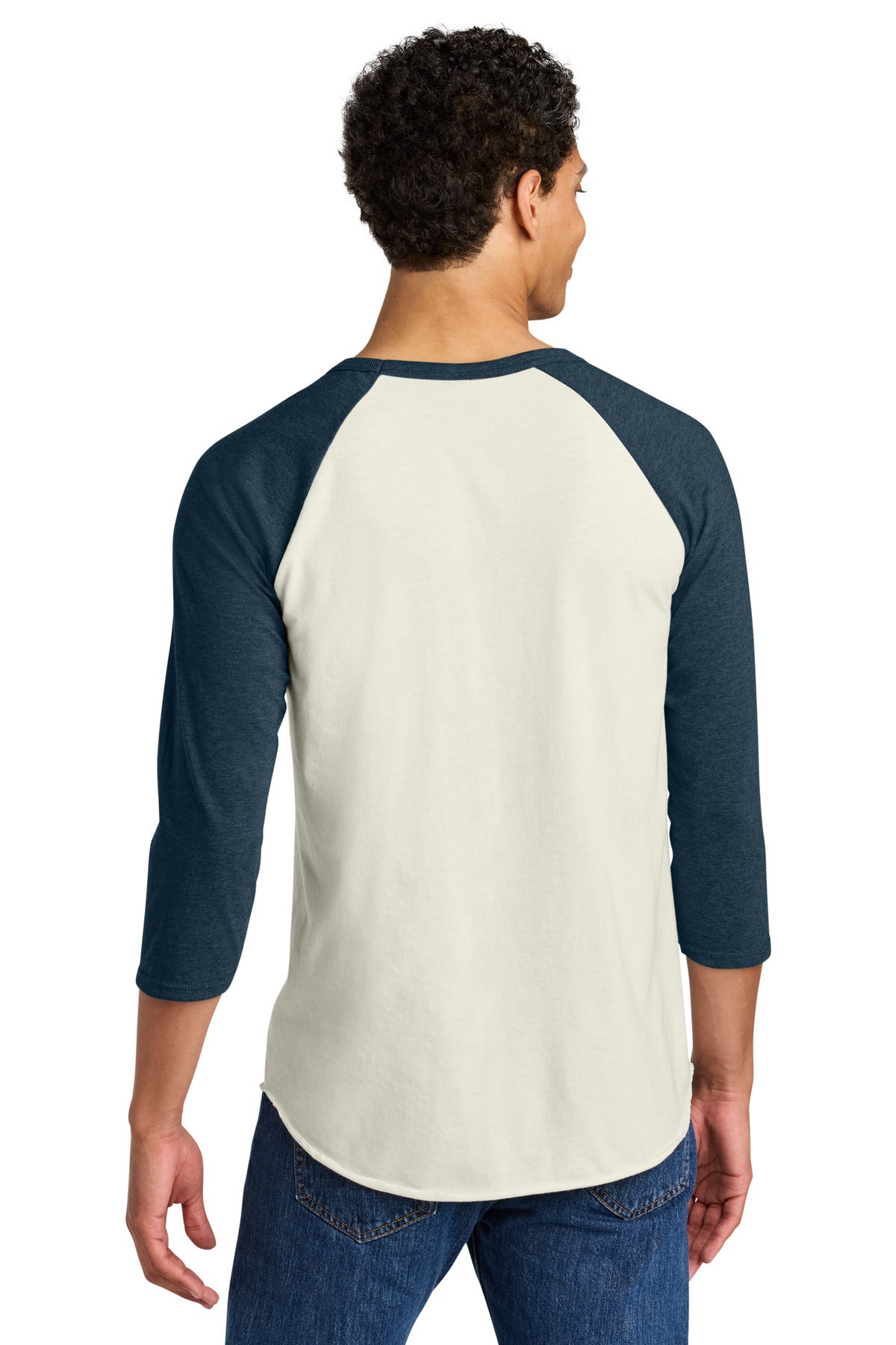Jerzees Unisex Premium Blend Combed Ring Spun 3/4-Sleeve Raglan - Sweet Cream Heather/ Indigo Heather
