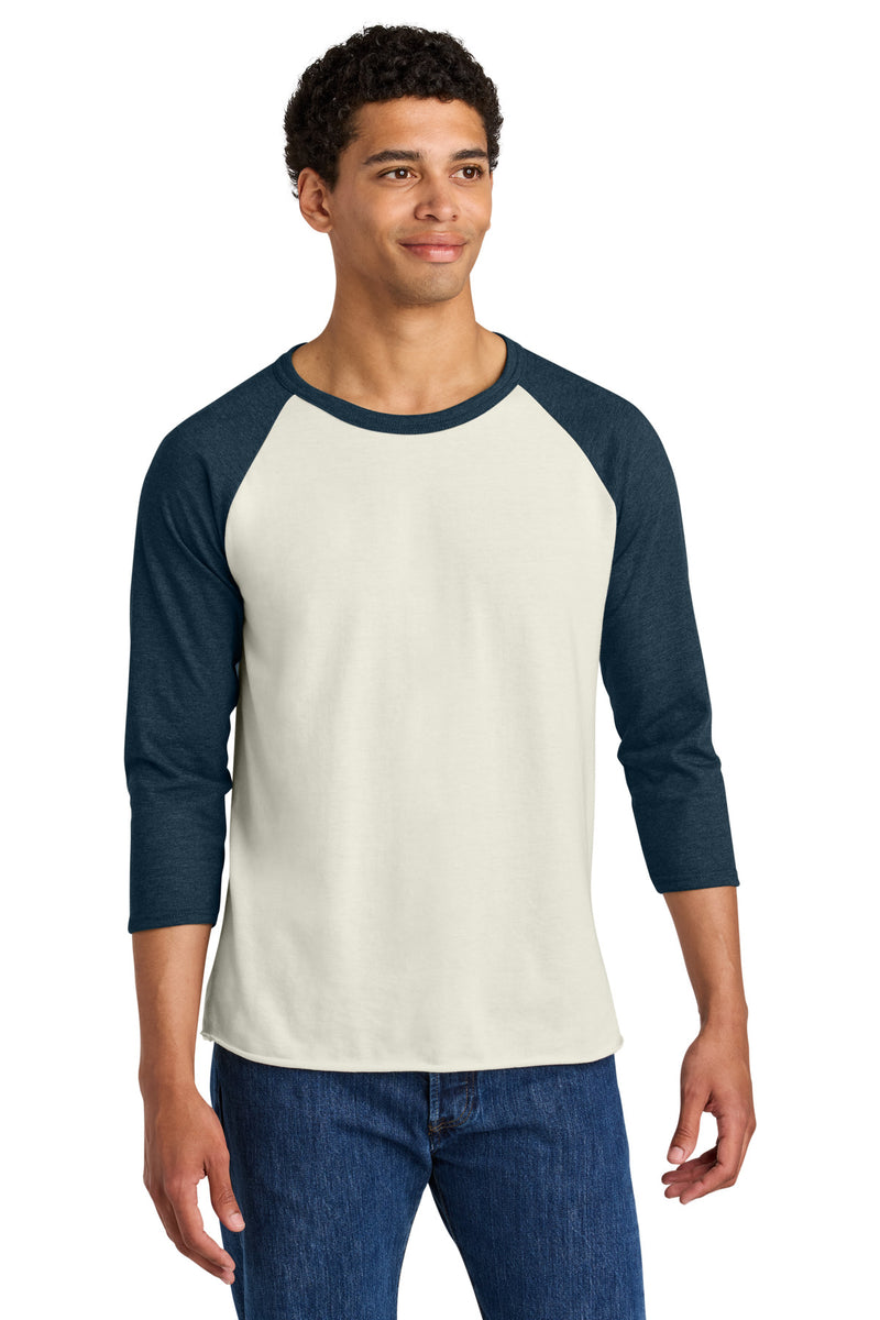 Jerzees Unisex Premium Blend Combed Ring Spun 3/4-Sleeve Raglan - Sweet Cream Heather/ Indigo Heather