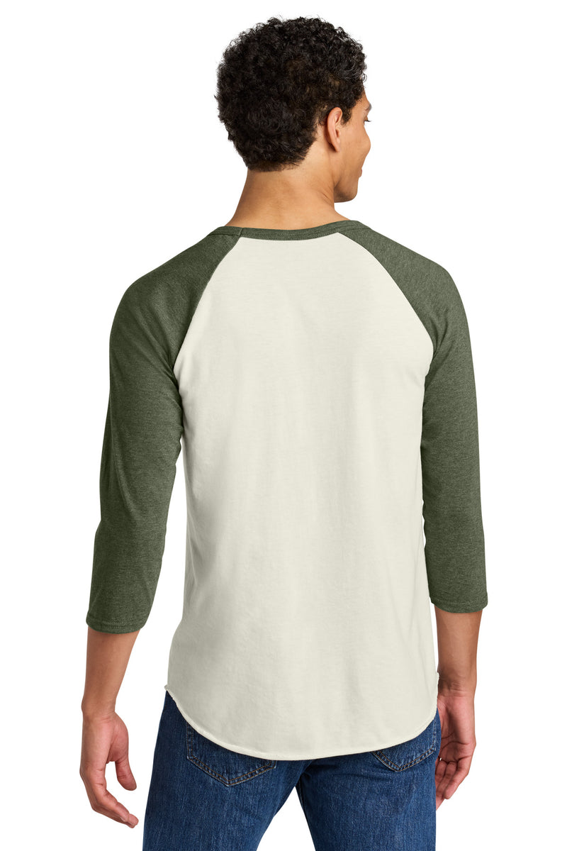 Jerzees Unisex Premium Blend Combed Ring Spun 3/4-Sleeve Raglan - Sweet Cream Heather/ Military Green Heather