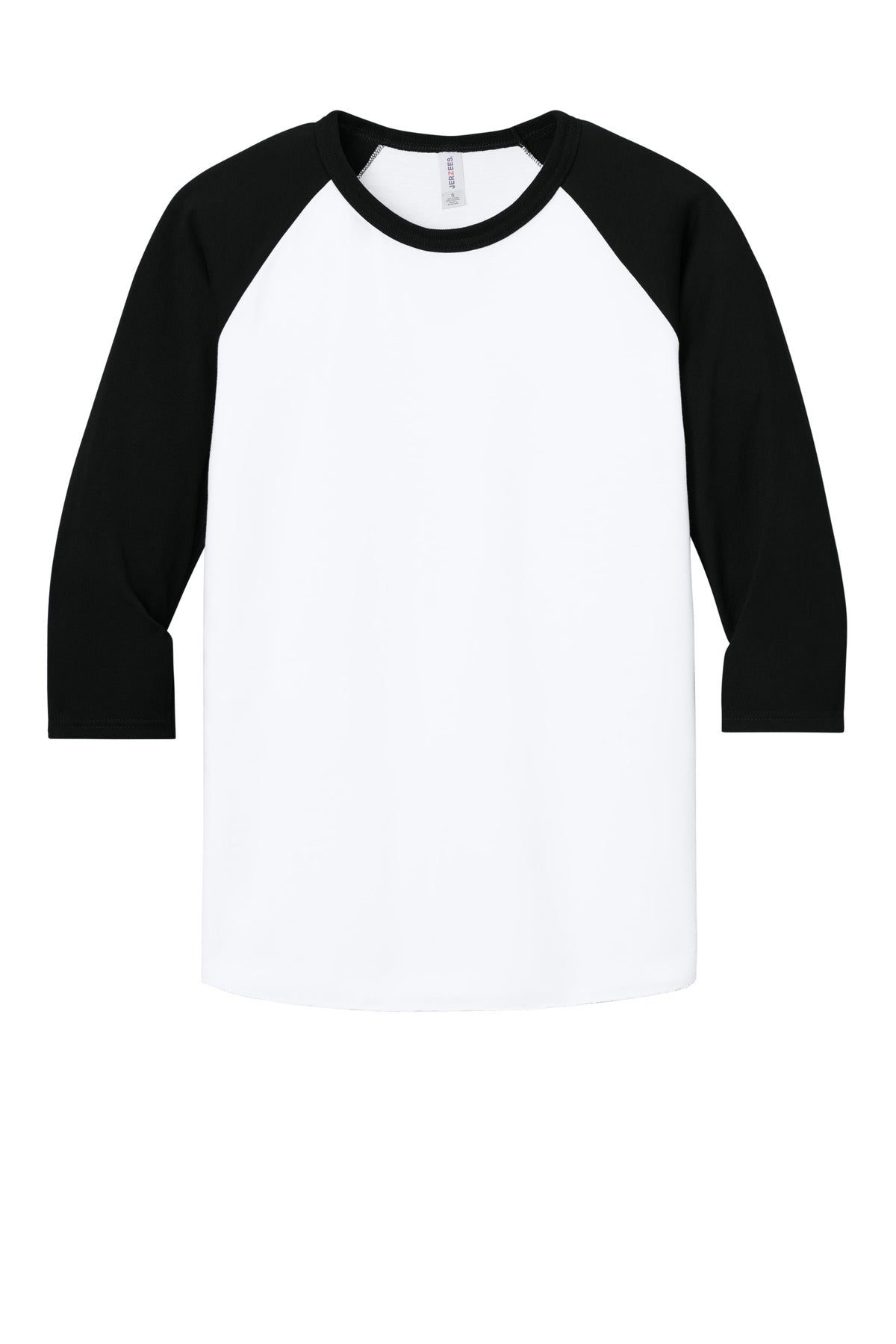 Jerzees Unisex Premium Blend Combed Ring Spun 3/4-Sleeve Raglan - White/ Black Ink