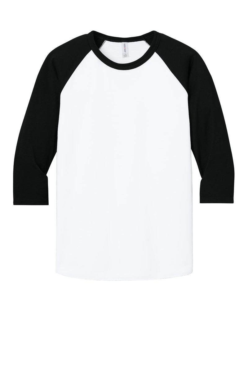 Jerzees Unisex Premium Blend Combed Ring Spun 3/4-Sleeve Raglan - White/ Black Ink