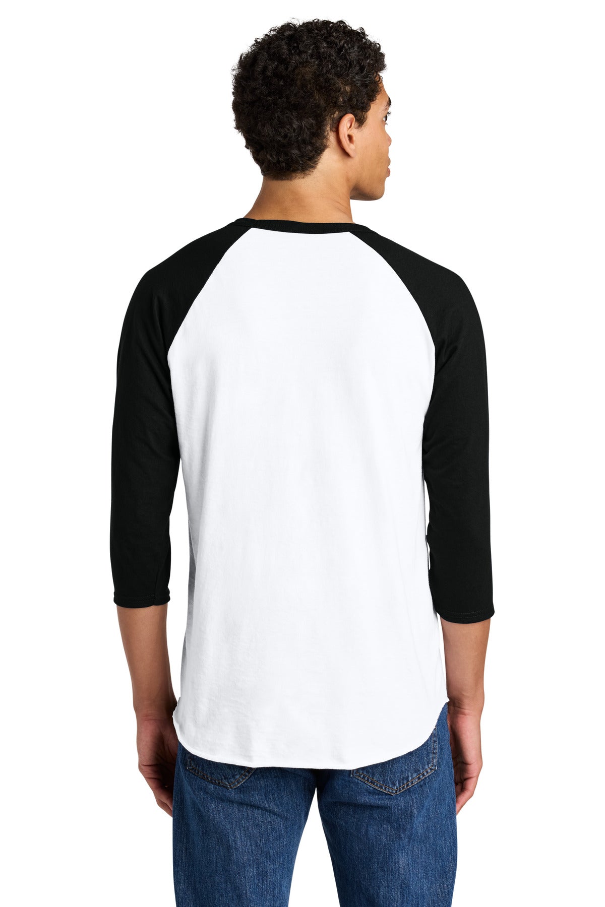 Jerzees Unisex Premium Blend Combed Ring Spun 3/4-Sleeve Raglan - White/ Black Ink