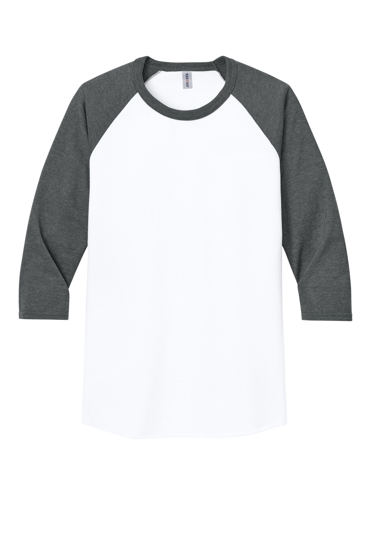 Jerzees Unisex Premium Blend Combed Ring Spun 3/4-Sleeve Raglan - White/ Charcoal Heather