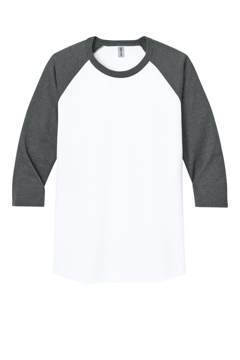 Jerzees Unisex Premium Blend Combed Ring Spun 3/4-Sleeve Raglan - White/ Charcoal Heather