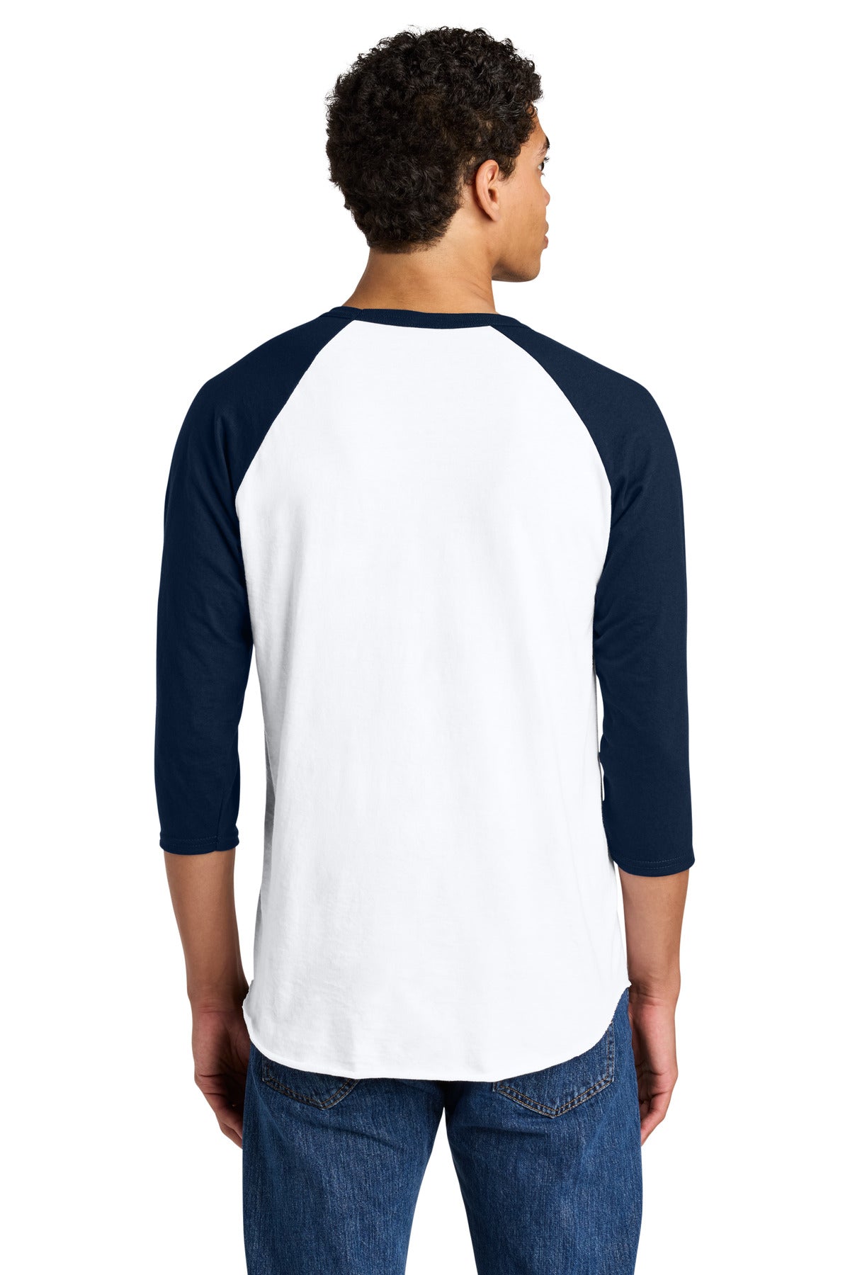 Jerzees Unisex Premium Blend Combed Ring Spun 3/4-Sleeve Raglan - White/ J. Navy