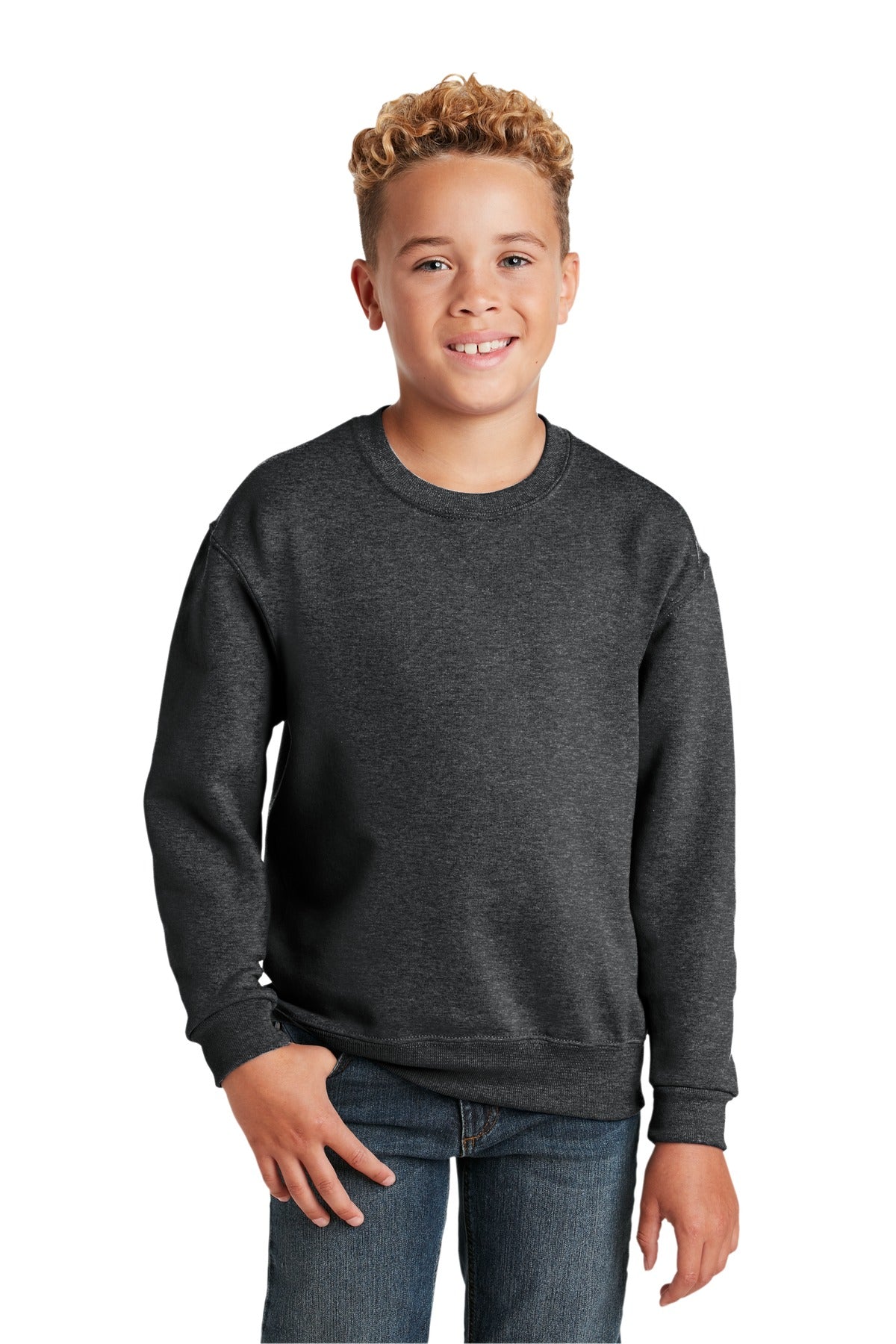 Jerzees - Youth NuBlend Crewneck Sweatshirt - Black Heather