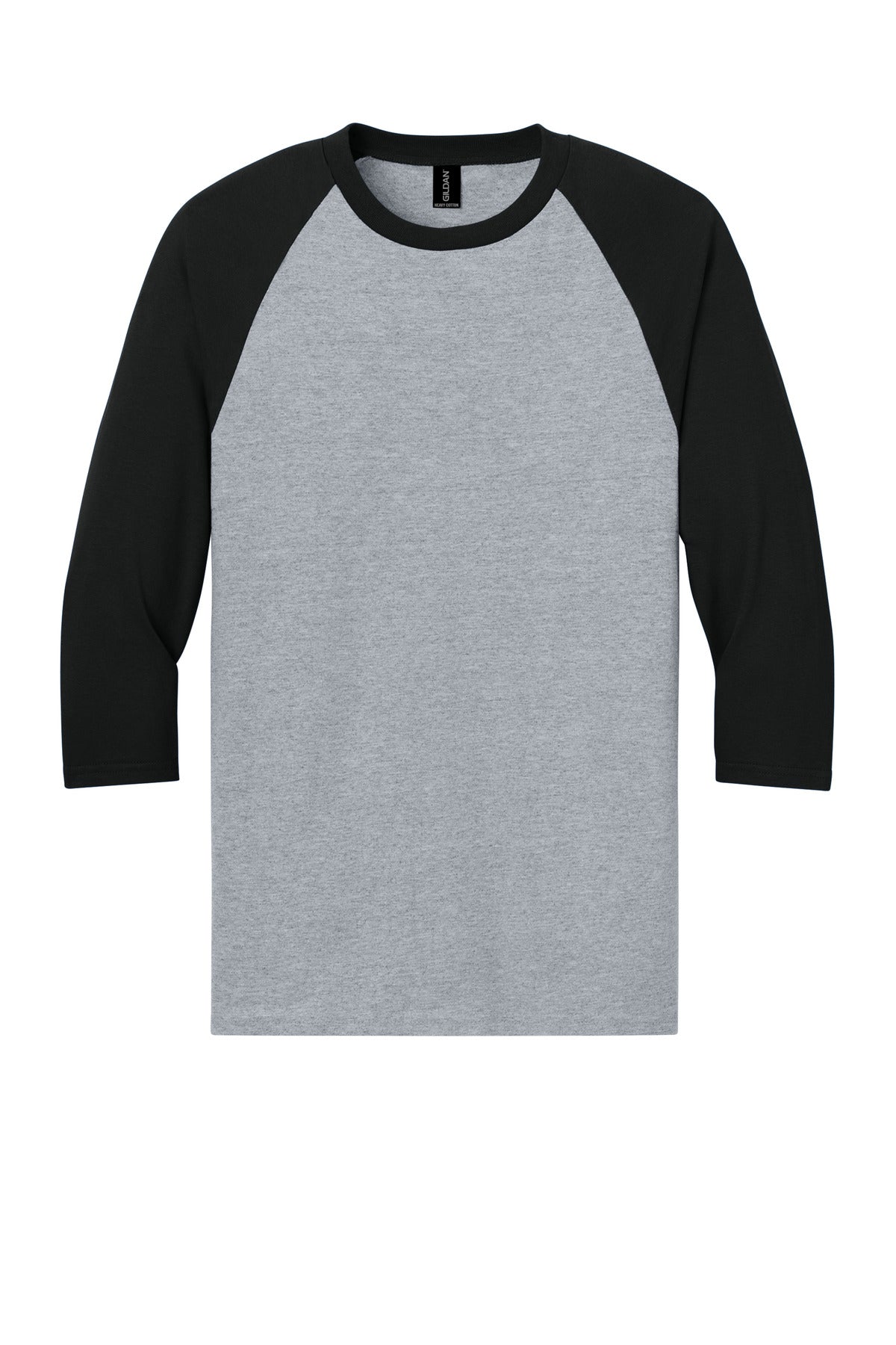 Gildan Heavy Cotton 3/4-Sleeve Raglan T-Shirt - Sport Grey/ Black