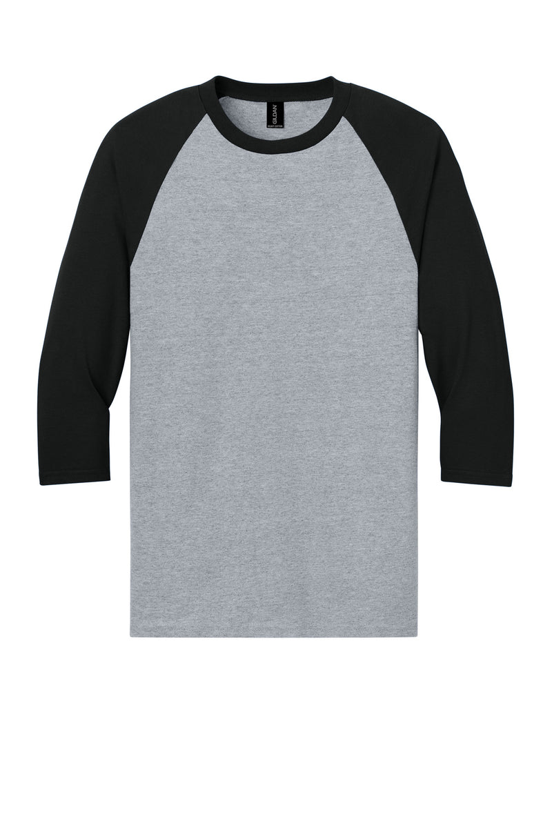 Gildan Heavy Cotton 3/4-Sleeve Raglan T-Shirt - Sport Grey/ Black