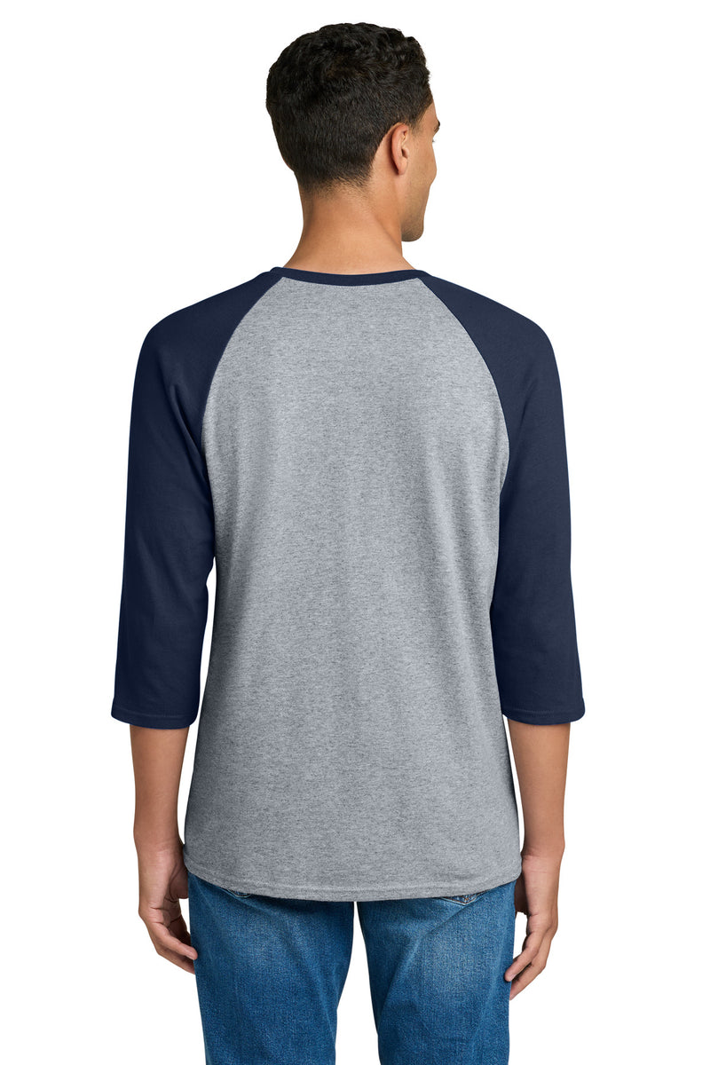 Gildan Heavy Cotton 3/4-Sleeve Raglan T-Shirt - Sport Grey Trim Navy