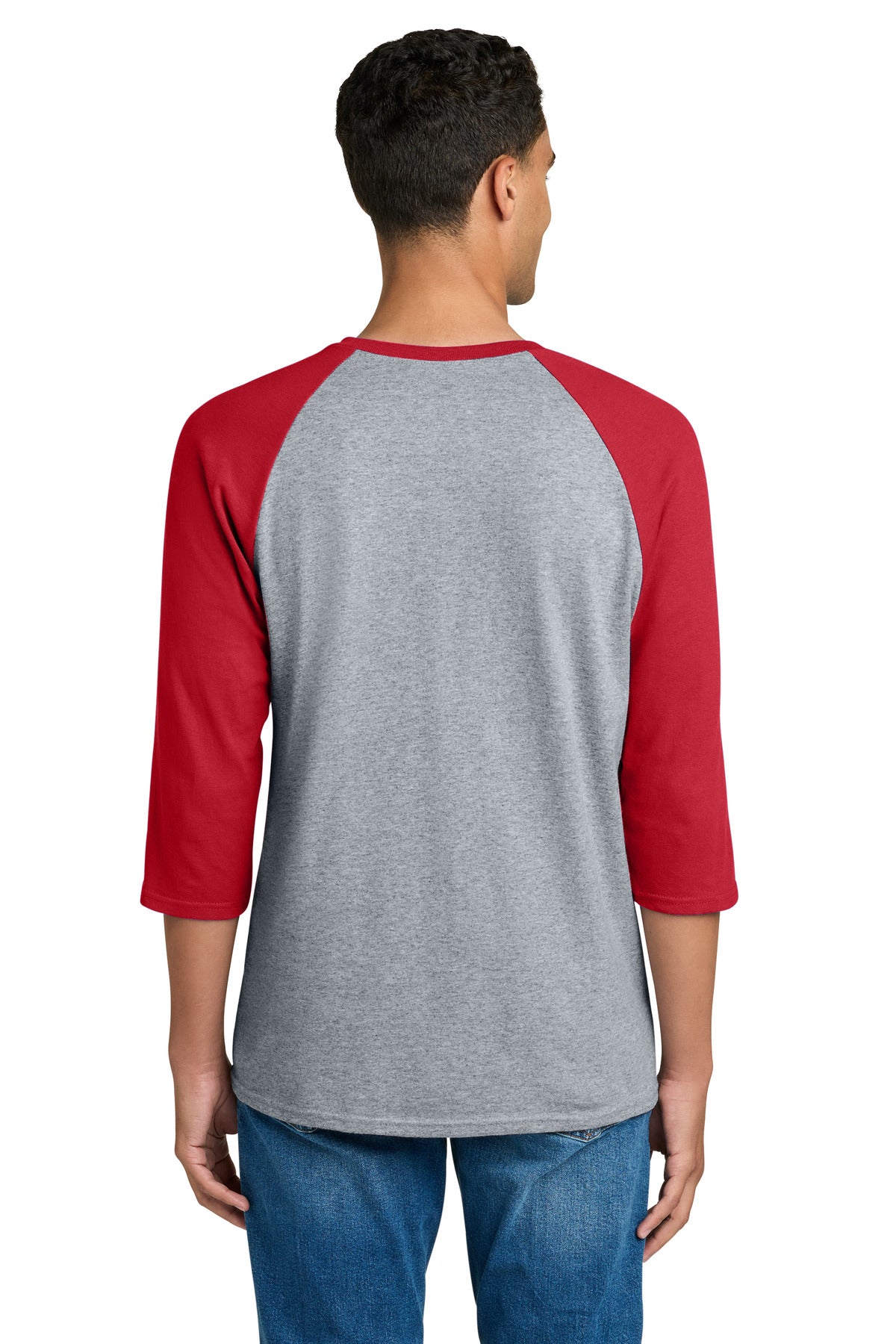 Gildan Heavy Cotton 3/4-Sleeve Raglan T-Shirt - Sport Grey Trim Red