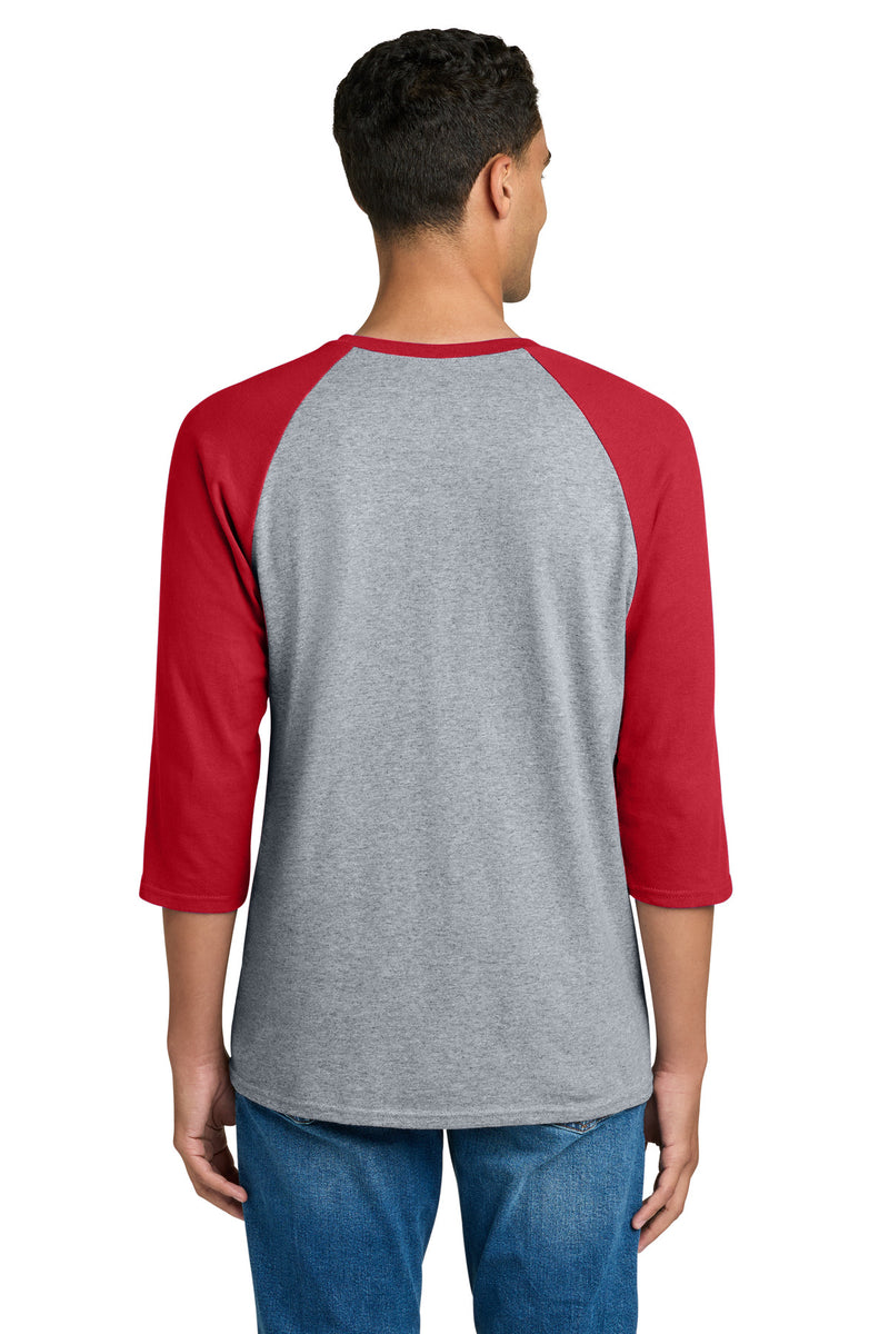 Gildan Heavy Cotton 3/4-Sleeve Raglan T-Shirt - Sport Grey Trim Red