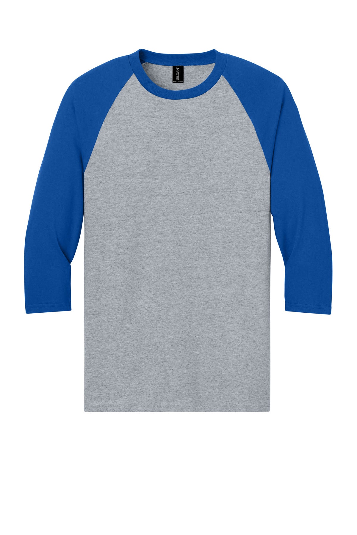 Gildan Heavy Cotton 3/4-Sleeve Raglan T-Shirt - Sport Grey Trim Royal