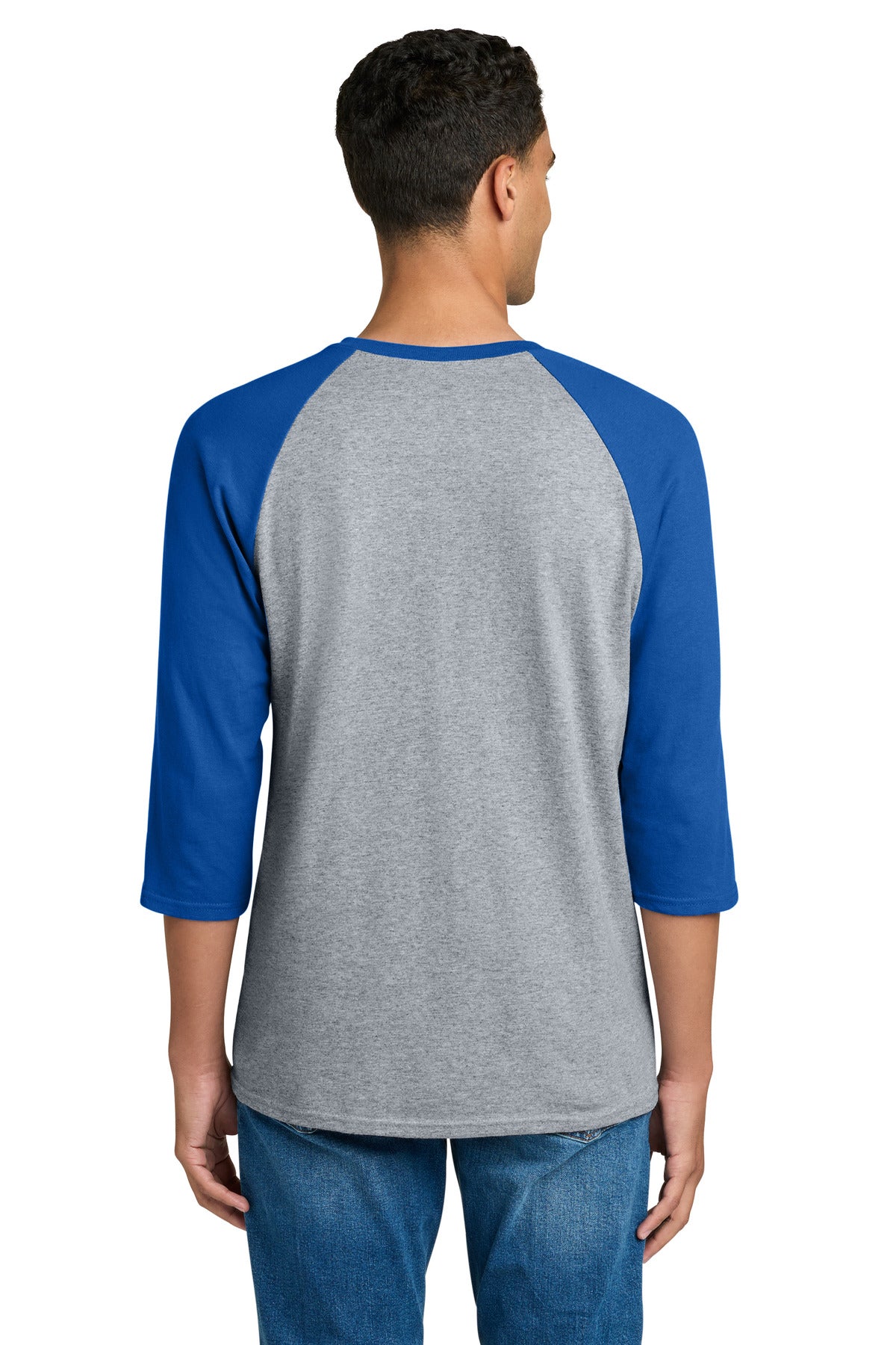 Gildan Heavy Cotton 3/4-Sleeve Raglan T-Shirt - Sport Grey Trim Royal