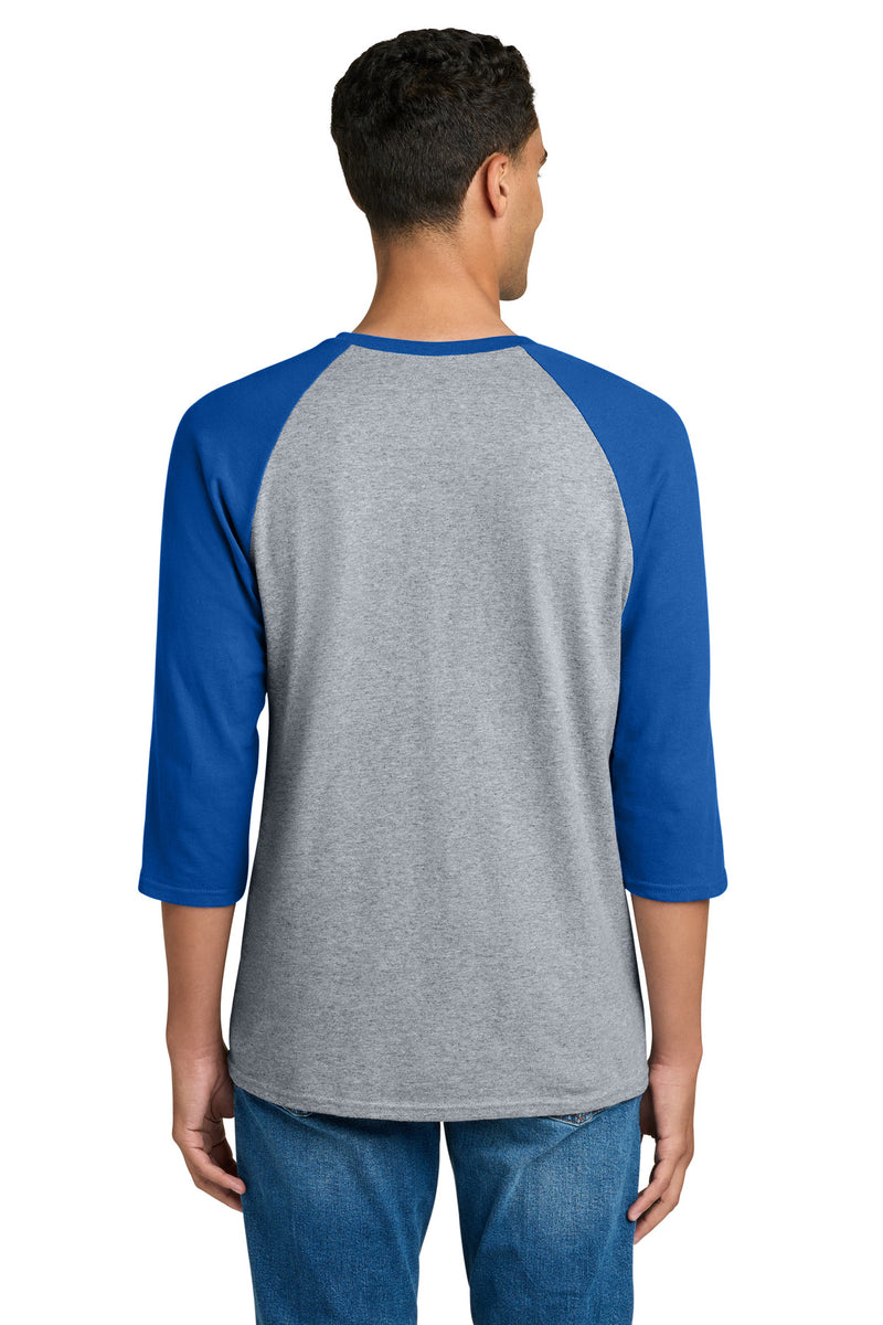 Gildan Heavy Cotton 3/4-Sleeve Raglan T-Shirt - Sport Grey Trim Royal