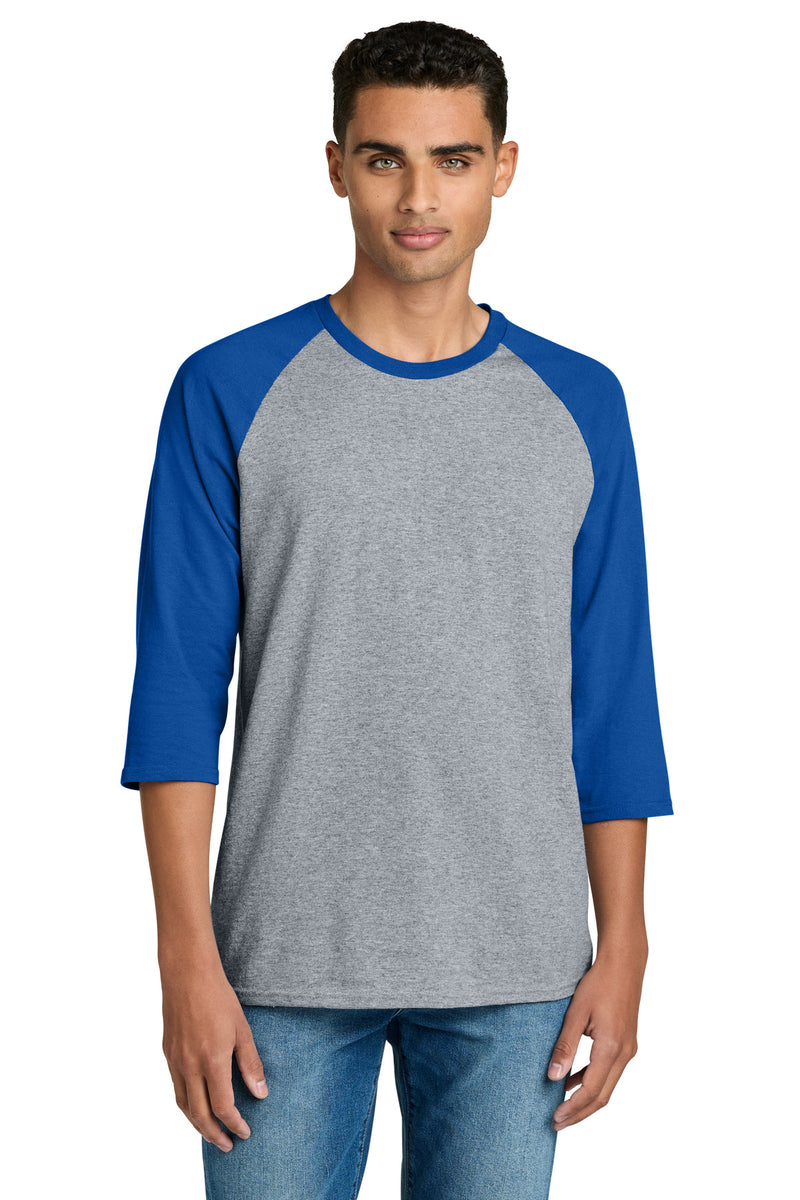 Gildan Heavy Cotton 3/4-Sleeve Raglan T-Shirt - Sport Grey Trim Royal