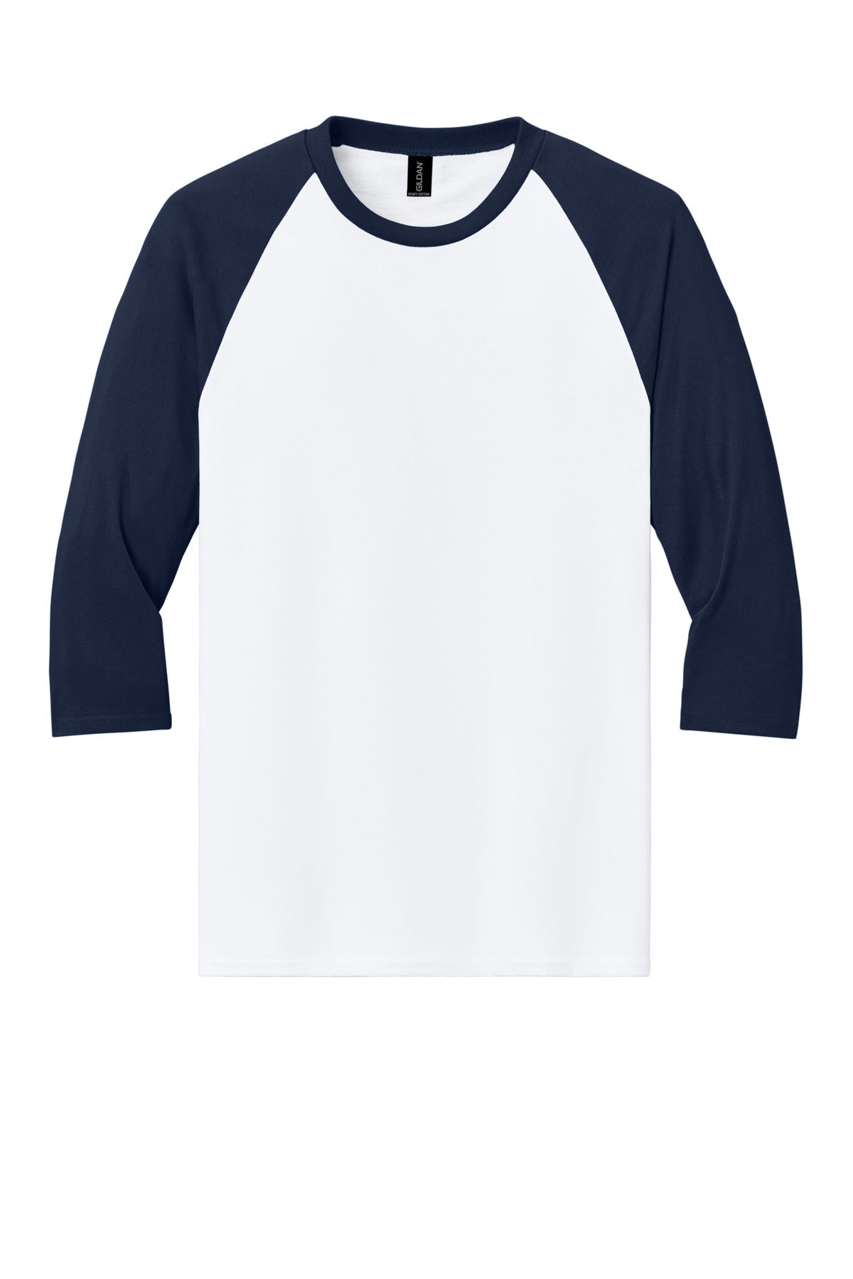 Gildan Heavy Cotton 3/4-Sleeve Raglan T-Shirt - White/ Navy