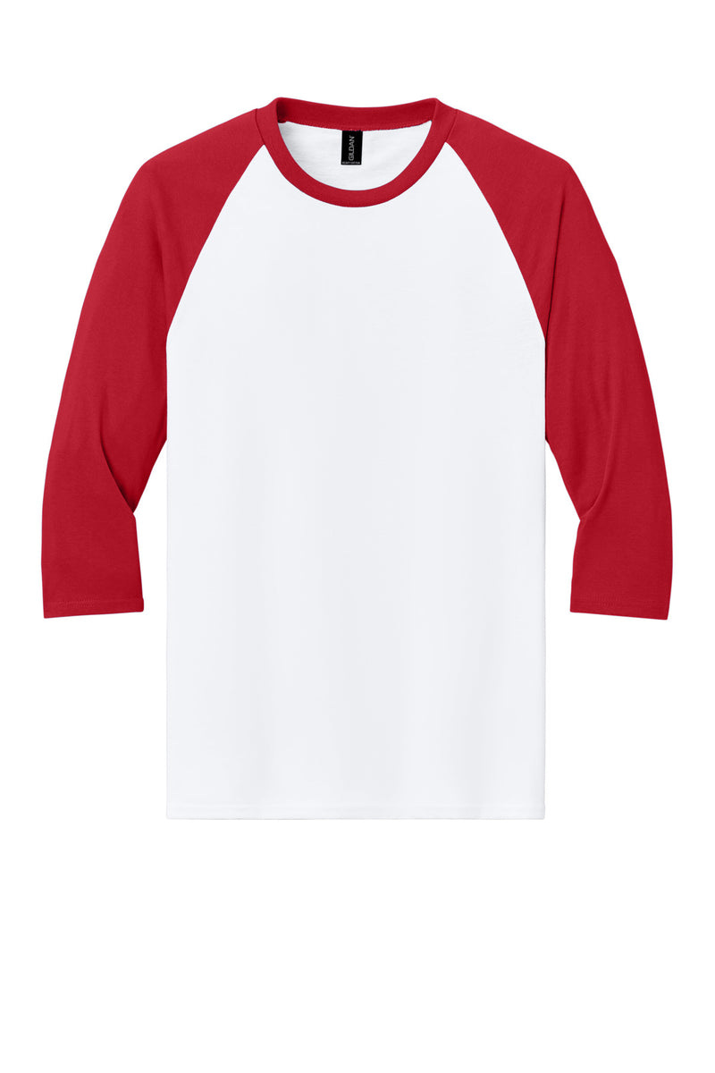 Gildan Heavy Cotton 3/4-Sleeve Raglan T-Shirt - White/ Red