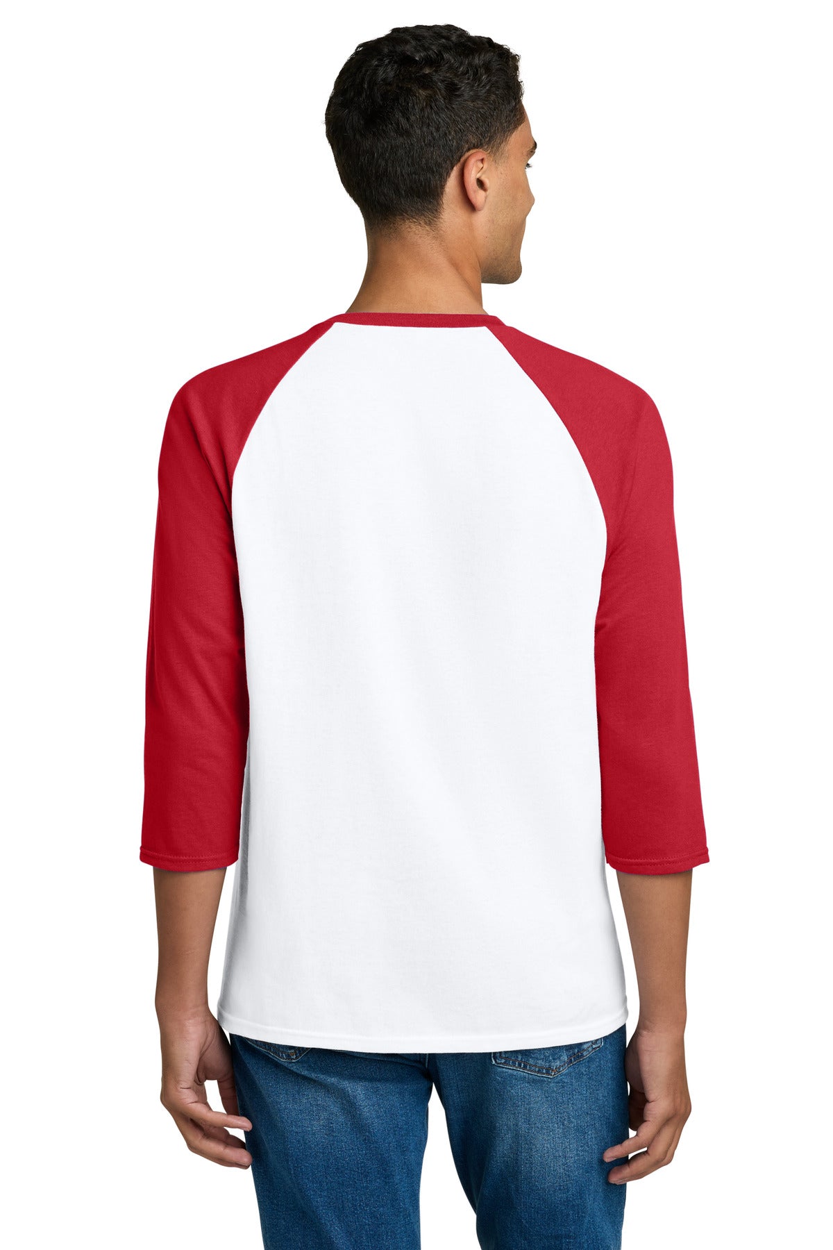 Gildan Heavy Cotton 3/4-Sleeve Raglan T-Shirt - White/ Red