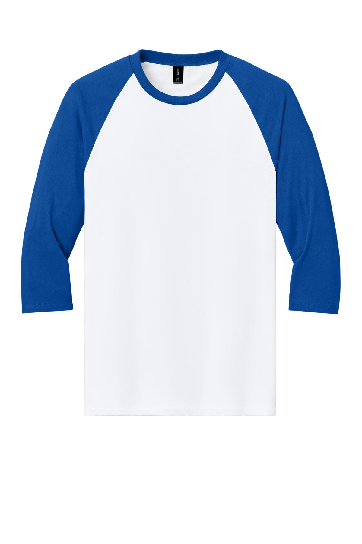 Gildan Heavy Cotton 3/4-Sleeve Raglan T-Shirt - White/ Royal