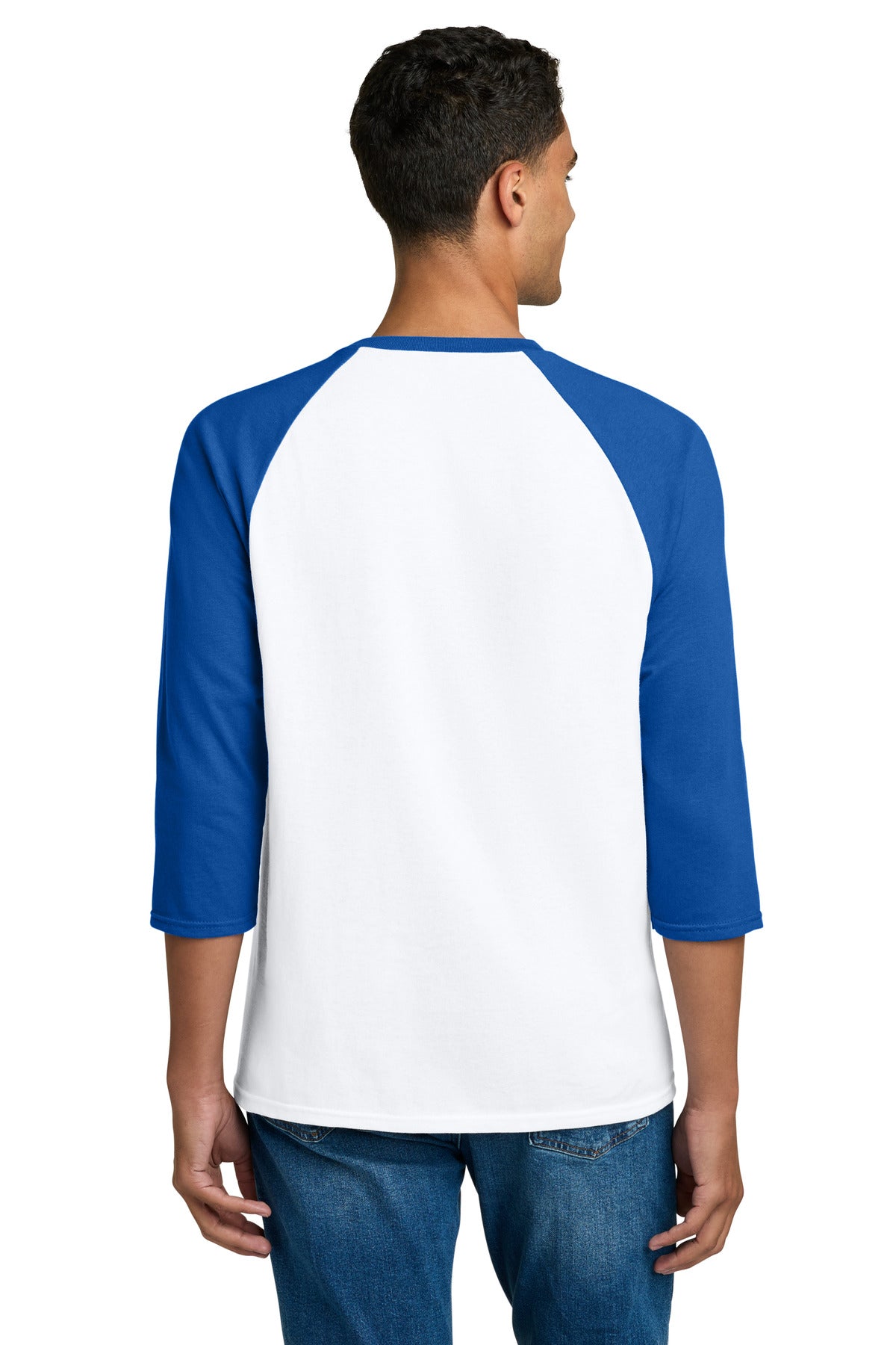 Gildan Heavy Cotton 3/4-Sleeve Raglan T-Shirt - White/ Royal