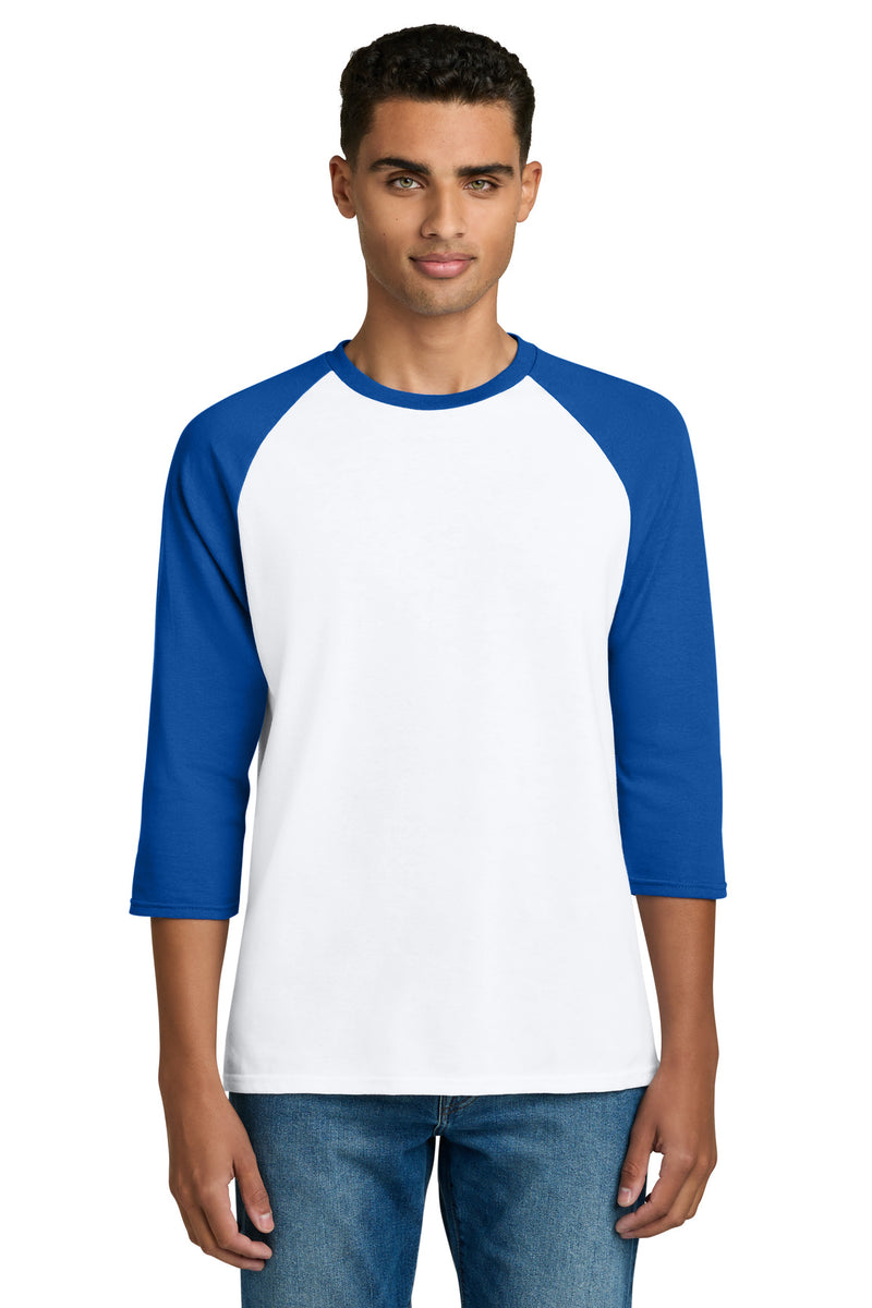 Gildan Heavy Cotton 3/4-Sleeve Raglan T-Shirt - White/ Royal