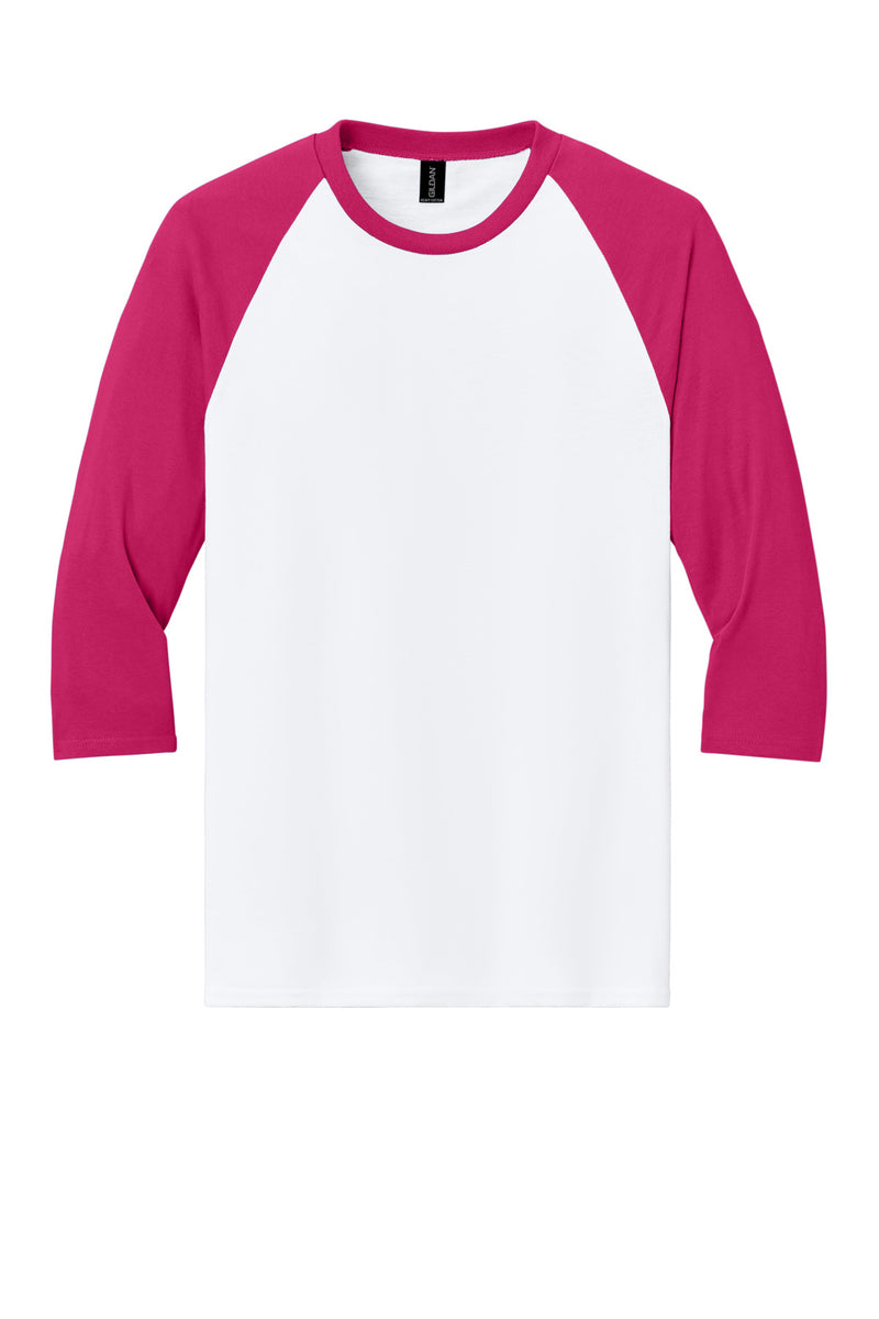 Gildan Heavy Cotton 3/4-Sleeve Raglan T-Shirt - White Trim Heliconia