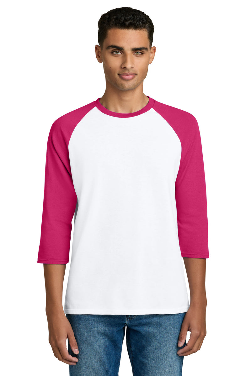 Gildan Heavy Cotton 3/4-Sleeve Raglan T-Shirt - White Trim Heliconia