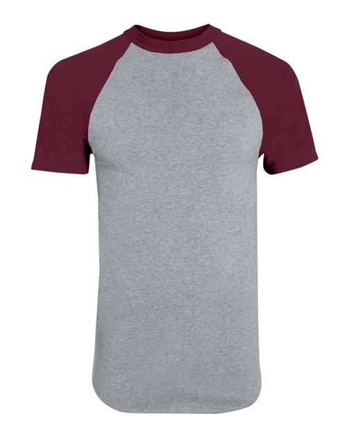 Unisex Raglan Baseball Jersey - Athletic Heather/ Maroon
