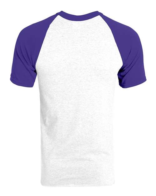 Unisex Raglan Baseball Jersey - White/ Purple