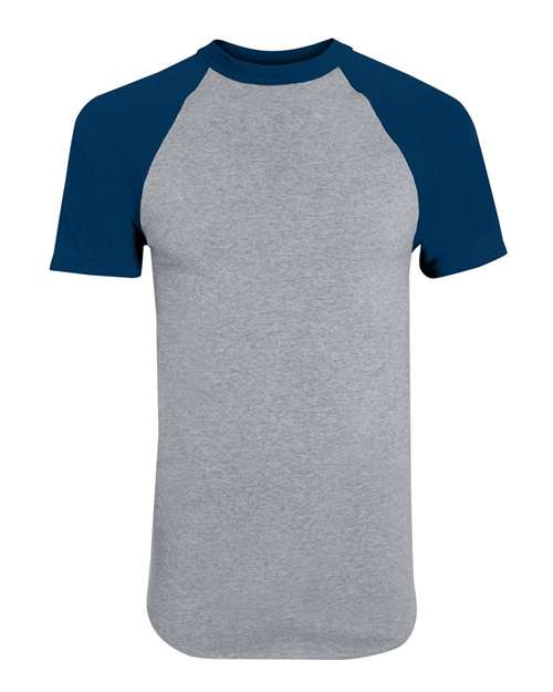 Youth Raglan Baseball Jersey - Athletic Heather/ Navy
