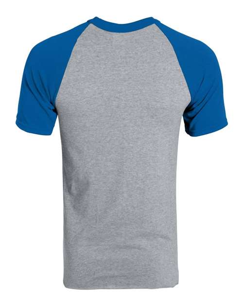 Youth Raglan Baseball Jersey - Athletic Heather/ Royal