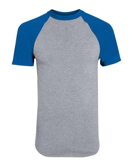 Youth Raglan Baseball Jersey - Athletic Heather/ Royal