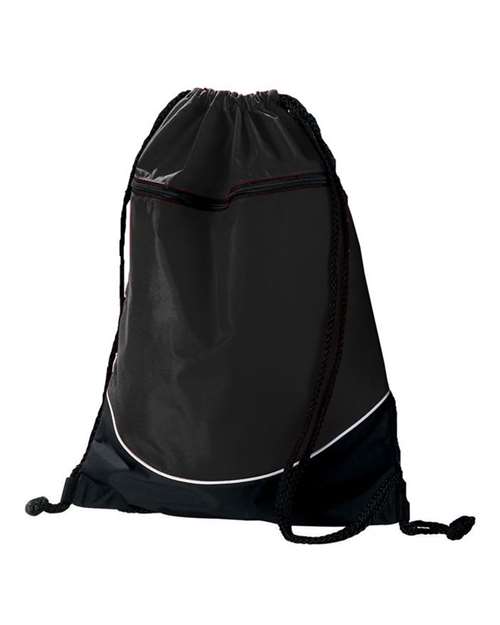 Tri-Color Drawstring Backpack - Black/ Black/ White