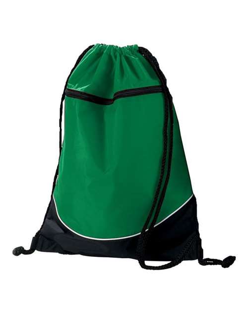 Tri-Color Drawstring Backpack - Kelly/ Black/ White
