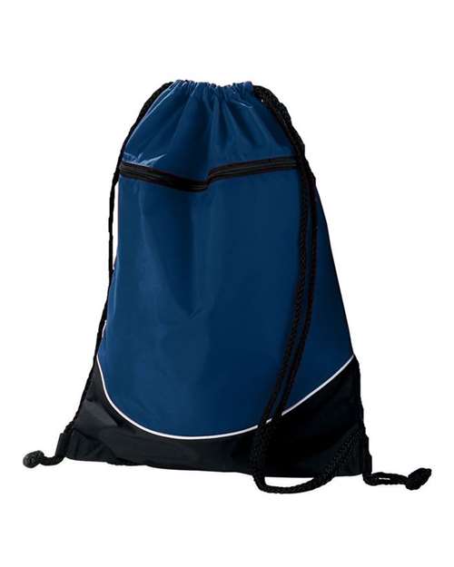 Tri-Color Drawstring Backpack - Navy/ Black/ White