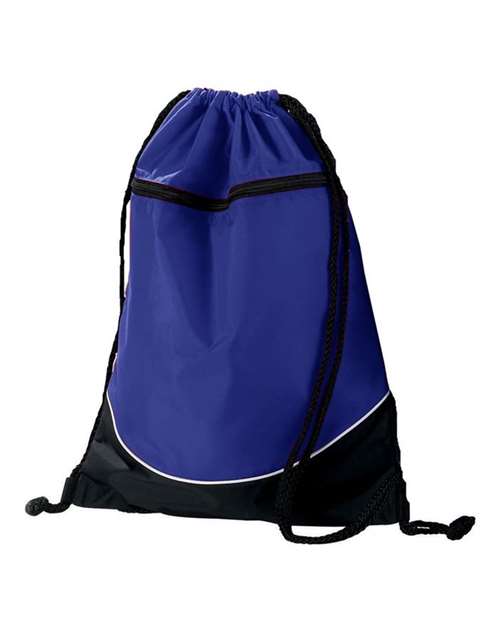 Tri-Color Drawstring Backpack - Purple/ Black/ White