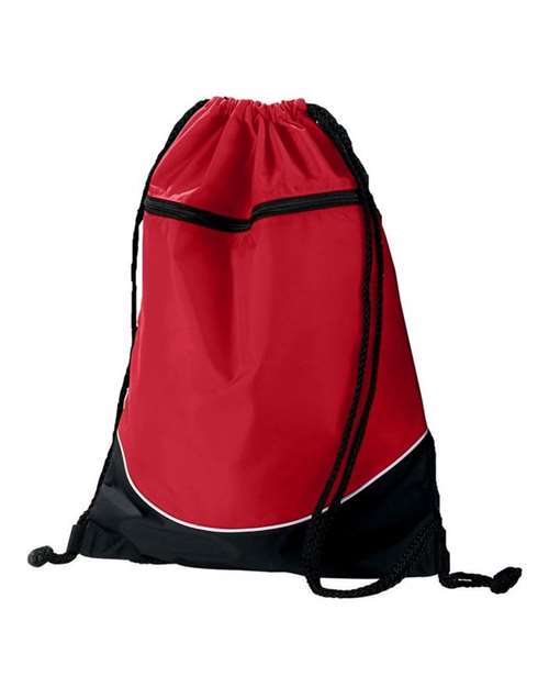 Tri-Color Drawstring Backpack - Red/ Black/ White