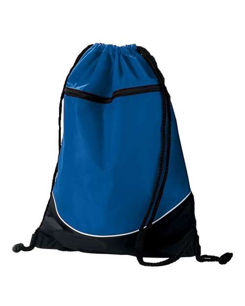 Tri-Color Drawstring Backpack - Royal/ Black/ White