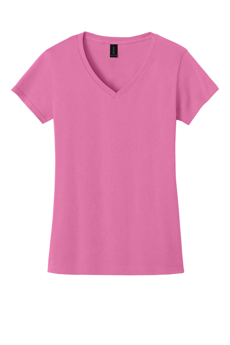 Gildan Women's Heavy Cotton 100% Cotton V-Neck T-Shirt - Azalea