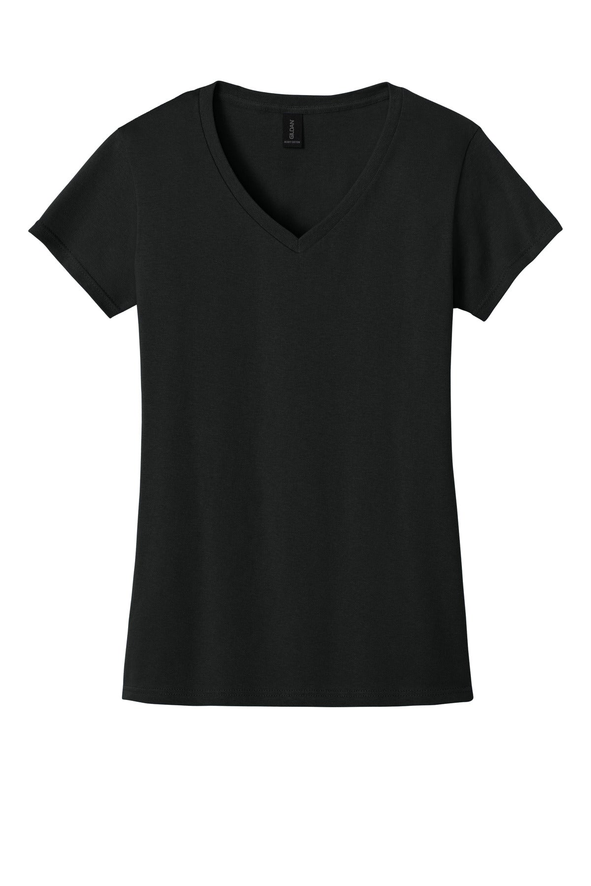 Gildan Women's Heavy Cotton 100% Cotton V-Neck T-Shirt - Black