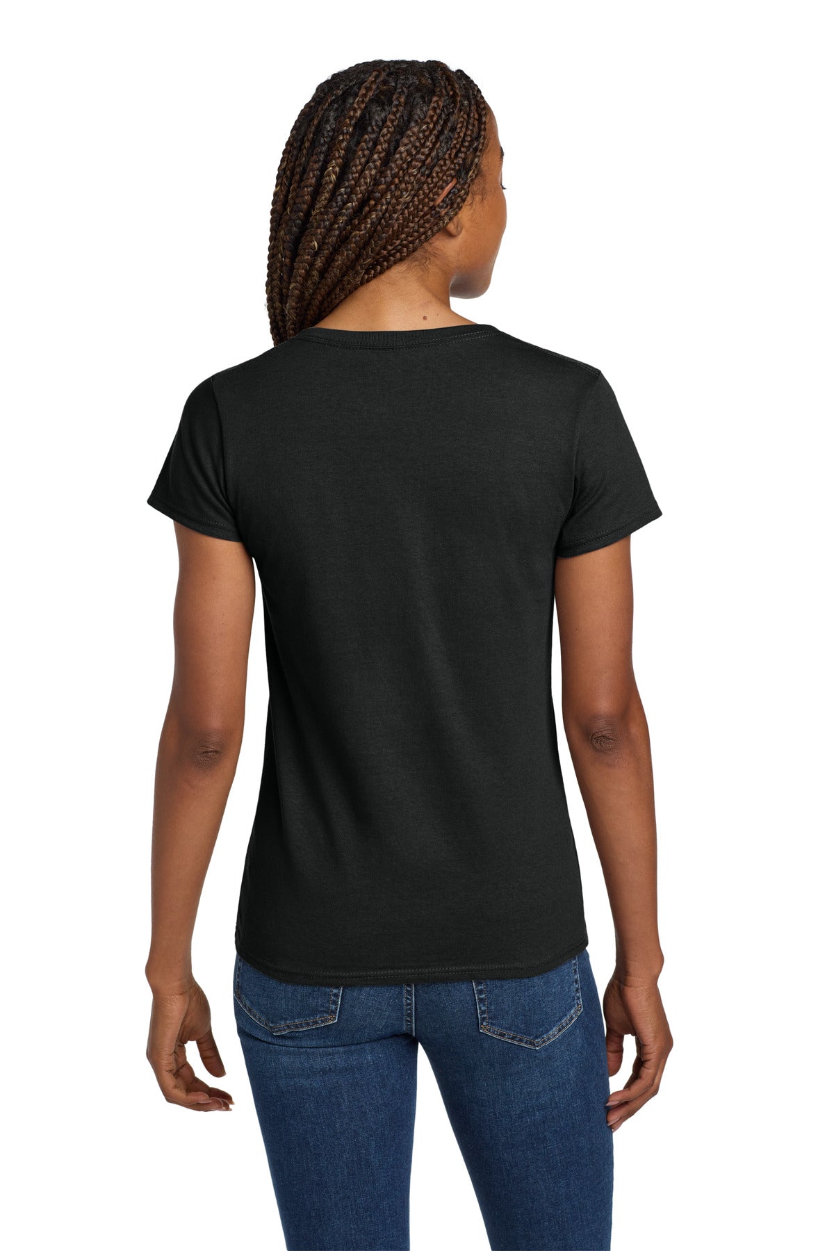 Gildan Women's Heavy Cotton 100% Cotton V-Neck T-Shirt - Black