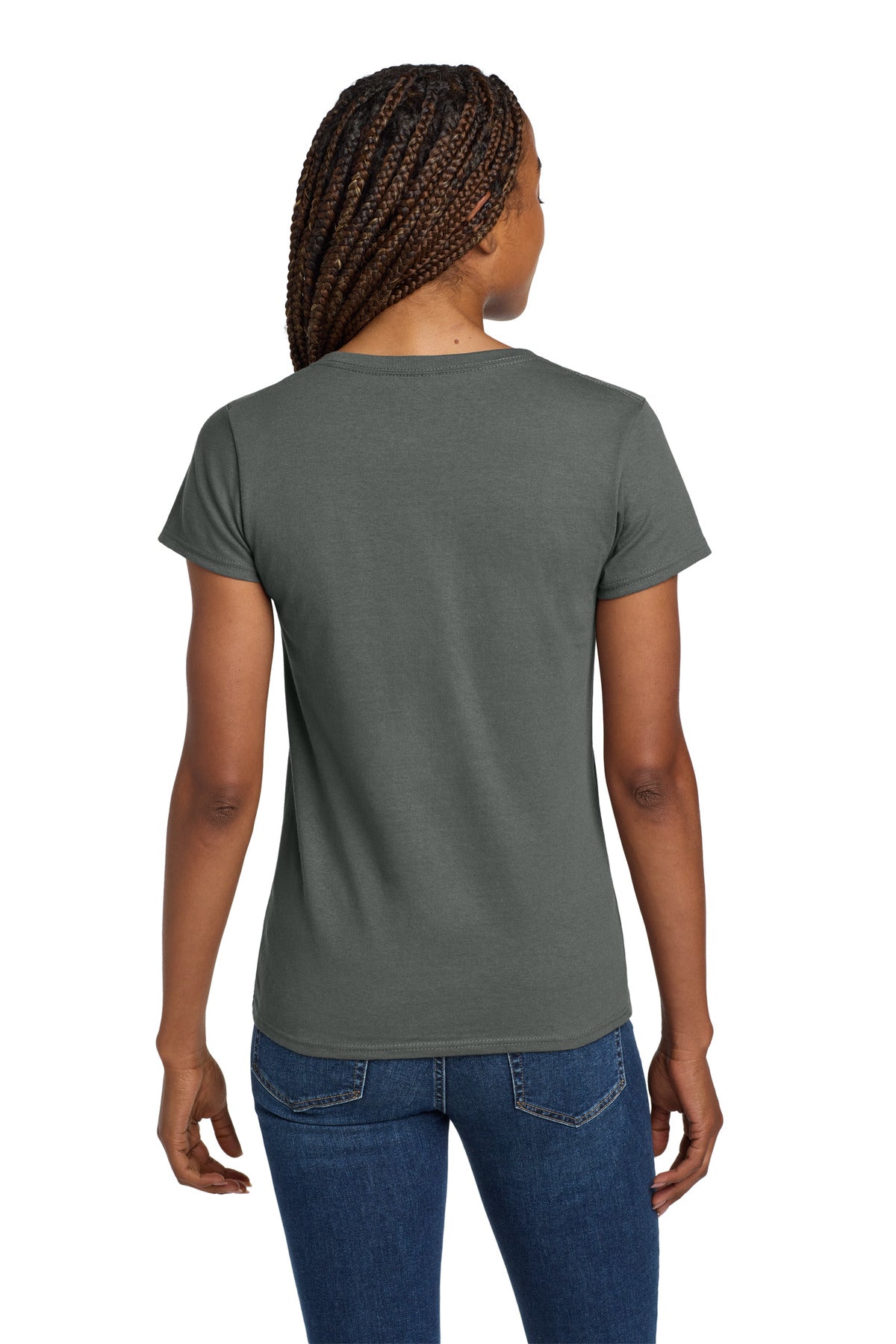 Gildan Women's Heavy Cotton 100% Cotton V-Neck T-Shirt - Charcoal