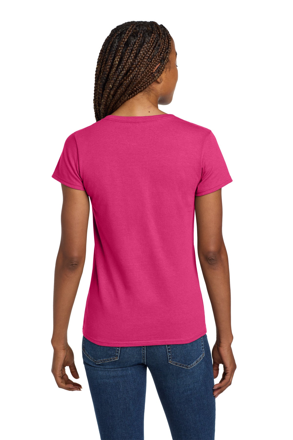 Gildan Women's Heavy Cotton 100% Cotton V-Neck T-Shirt - Heliconia