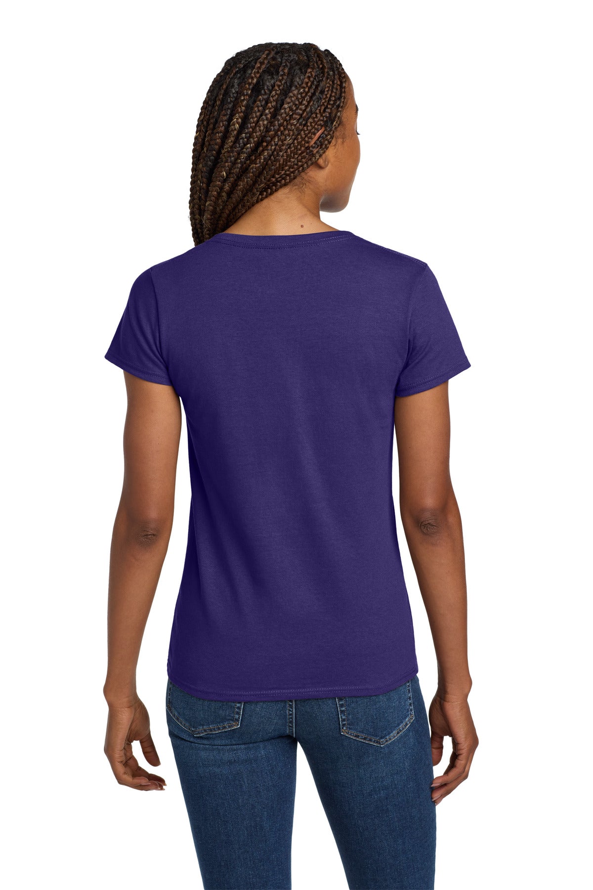 Gildan Women's Heavy Cotton 100% Cotton V-Neck T-Shirt - Purple