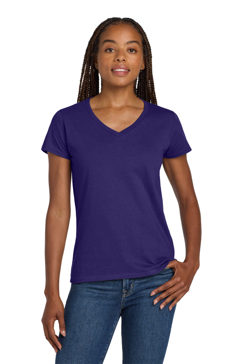 Gildan Women's Heavy Cotton 100% Cotton V-Neck T-Shirt - Purple
